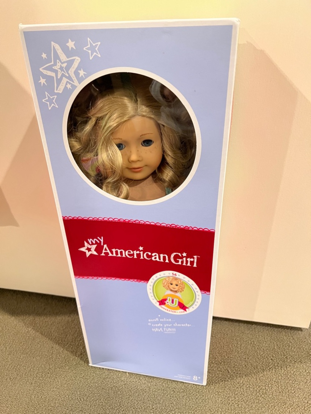 American Girl Blonde Doll in Light Blue and Red Box